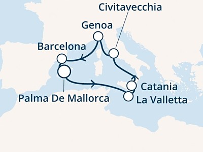 Costa Pacifica - Baleáry, Malta, Itálie, Španělsko (Palma de Mallorca)